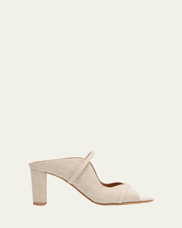 Norah Linen Two-Band Slide Sandals